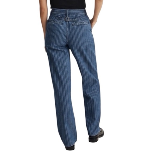 Madewell the perfect vintage wide leg jean pinstripe trouser pleated size 29 - Picture 2 of 10